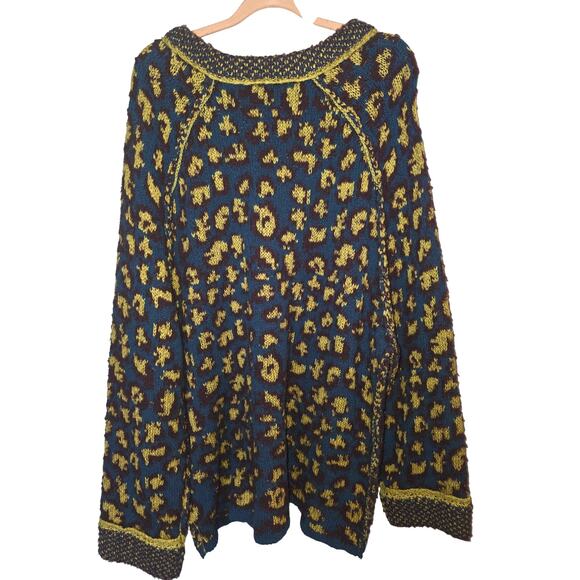 NWT Free People Little Animal Size Large Tunic Sweater Blue Fig Combo - Picture 5 of 9